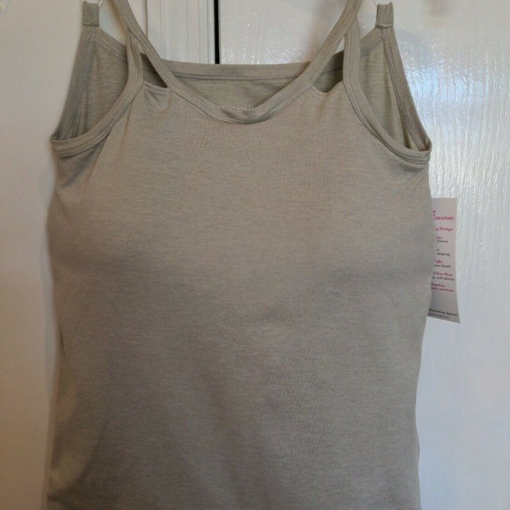 Mastectomy Camisole with Integrated Prosthetics, Large w D Cup, NWT, Oat, Cut-Ou